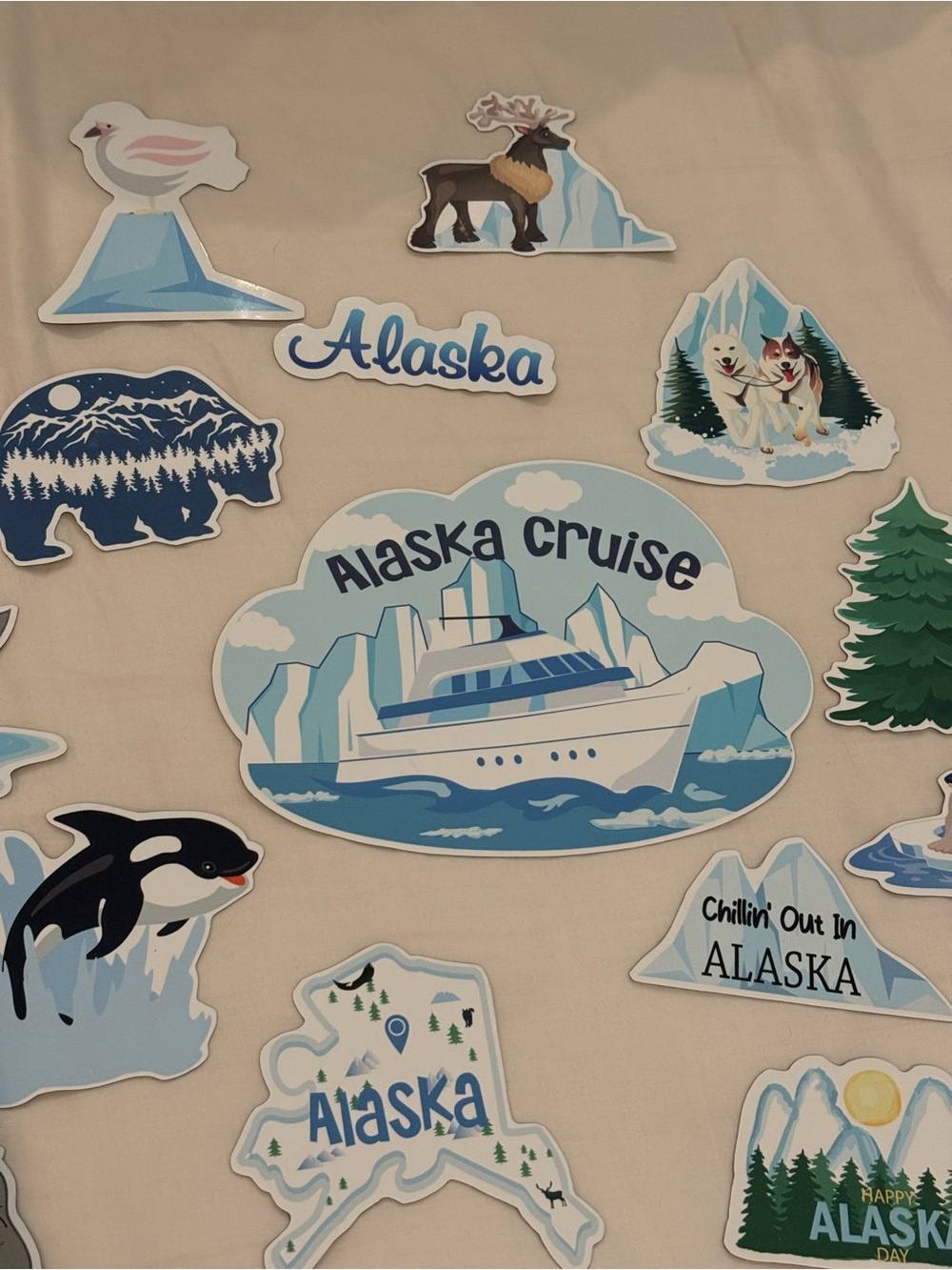 Alaska cruise door magnets - Blue White Adventure Set